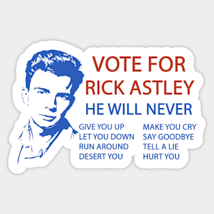 Vote for Rick Astley Sticker